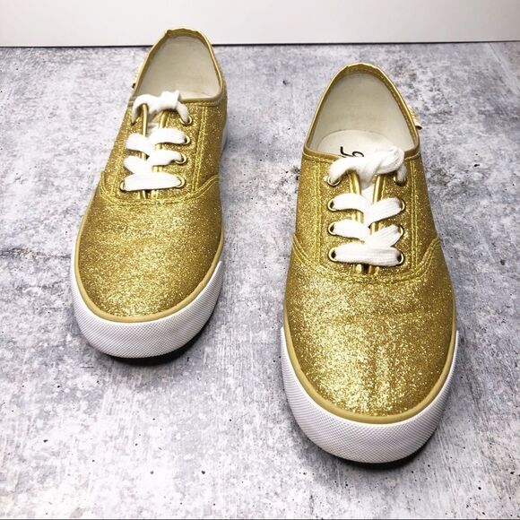 Gotta Flurt Gold Glitter Shoes - Picture 1 of 7